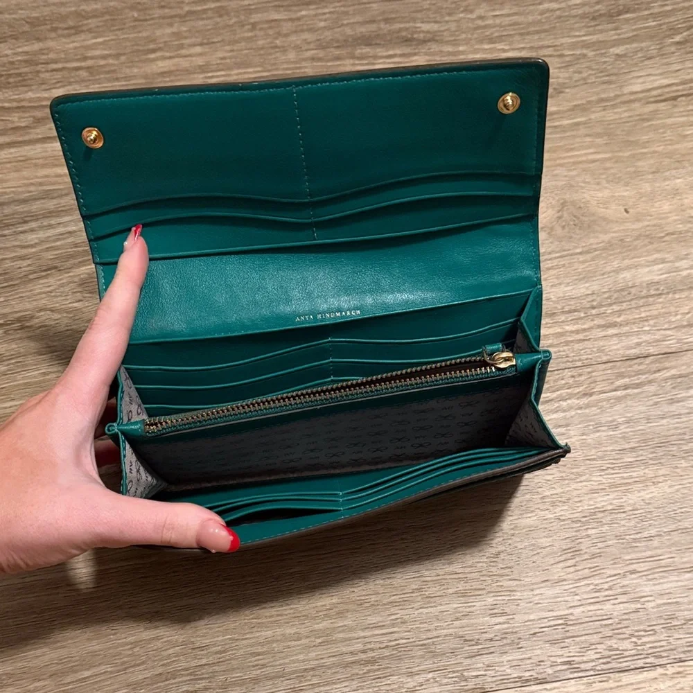 Anya Hindmarch Green and Tan Striped Wallet - Picture 6 of 9